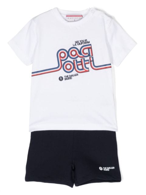 Cesare Paciotti 4Us Kids logo-print cotton shorts set