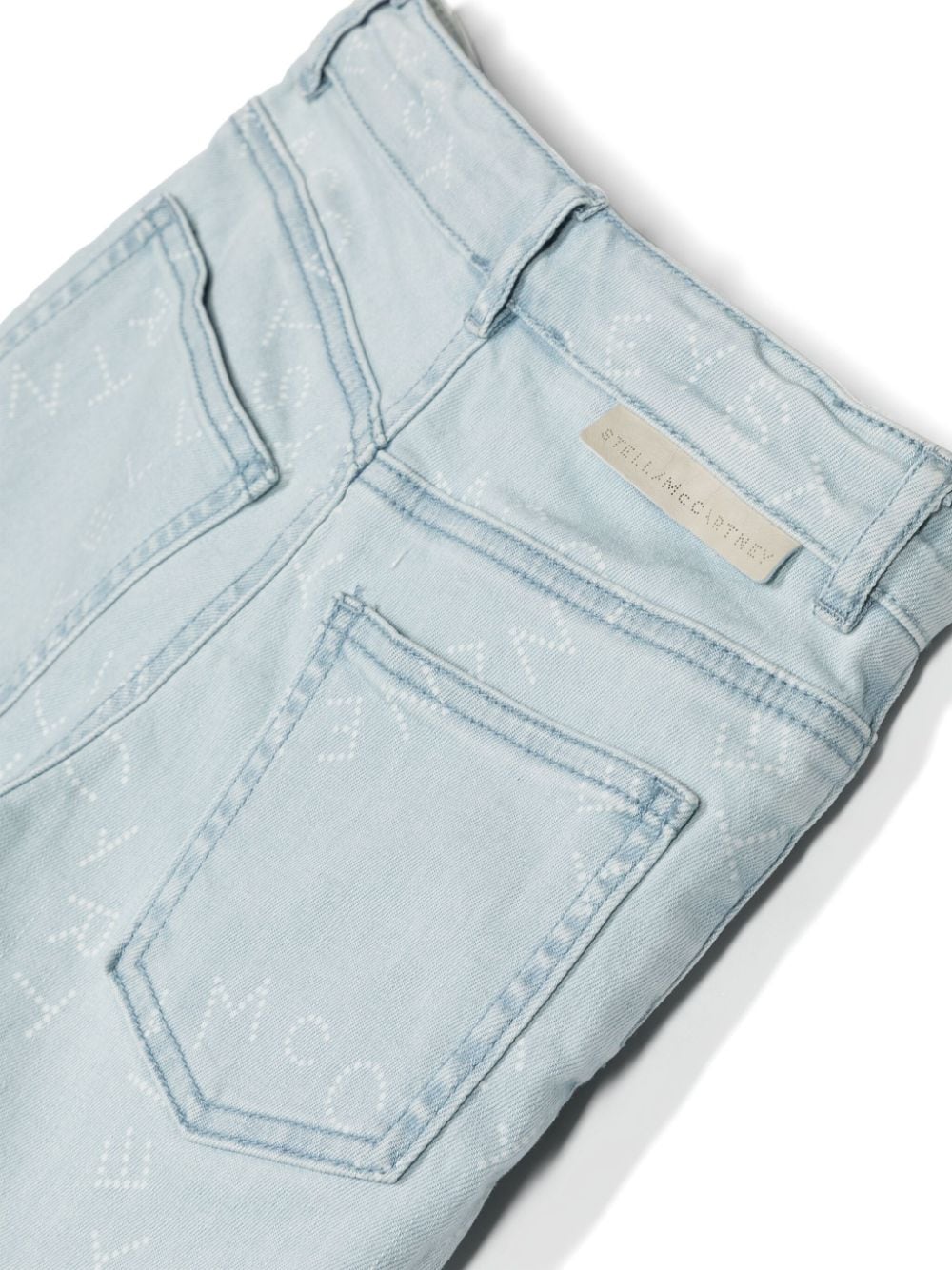Shop Stella Mccartney Logo-print Denim Shorts In Blue