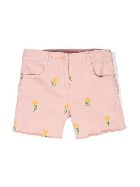 Stella McCartney Kids floral-embroidered denim shorts