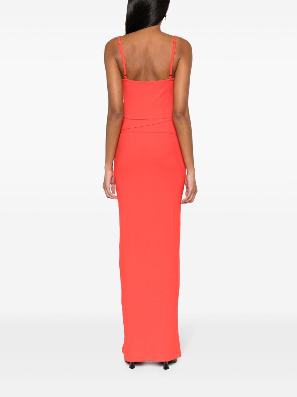 Shop Ottolinger Logo-printed Ribbed Maxi Dress In Red