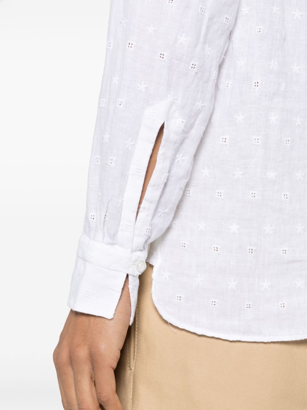 Tagliatore Linnen overhemd met patroon Wit