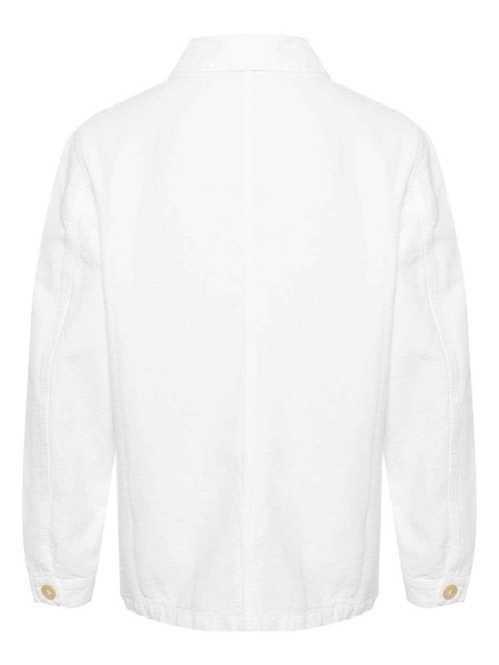 Shop Tela Genova Button-up Canvas Shirt Jacket In White
