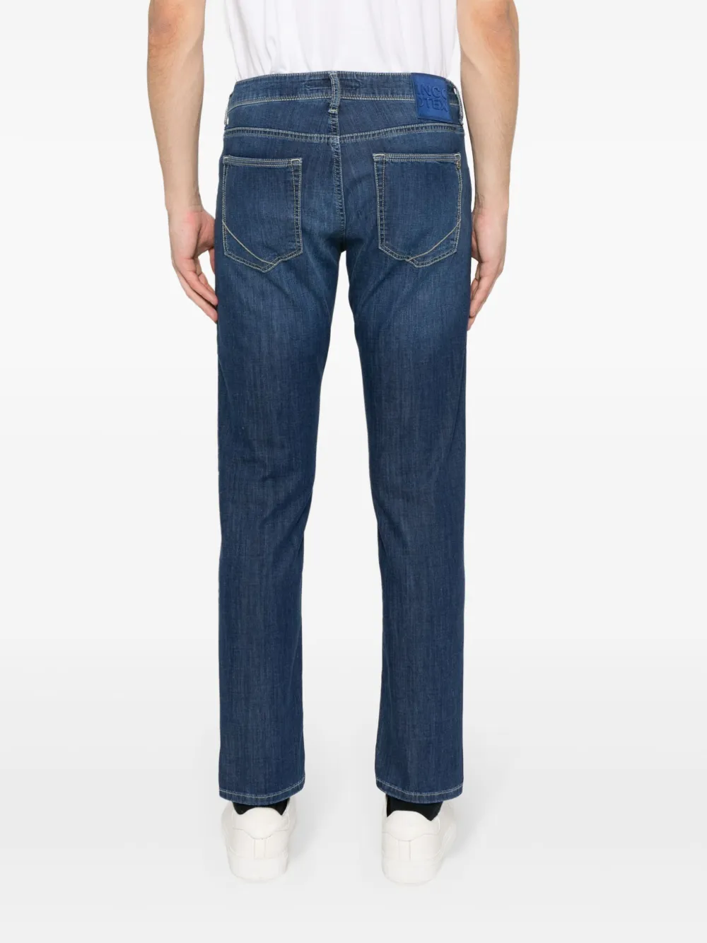 Shop Incotex Low-rise Tapered Jeans In Blue