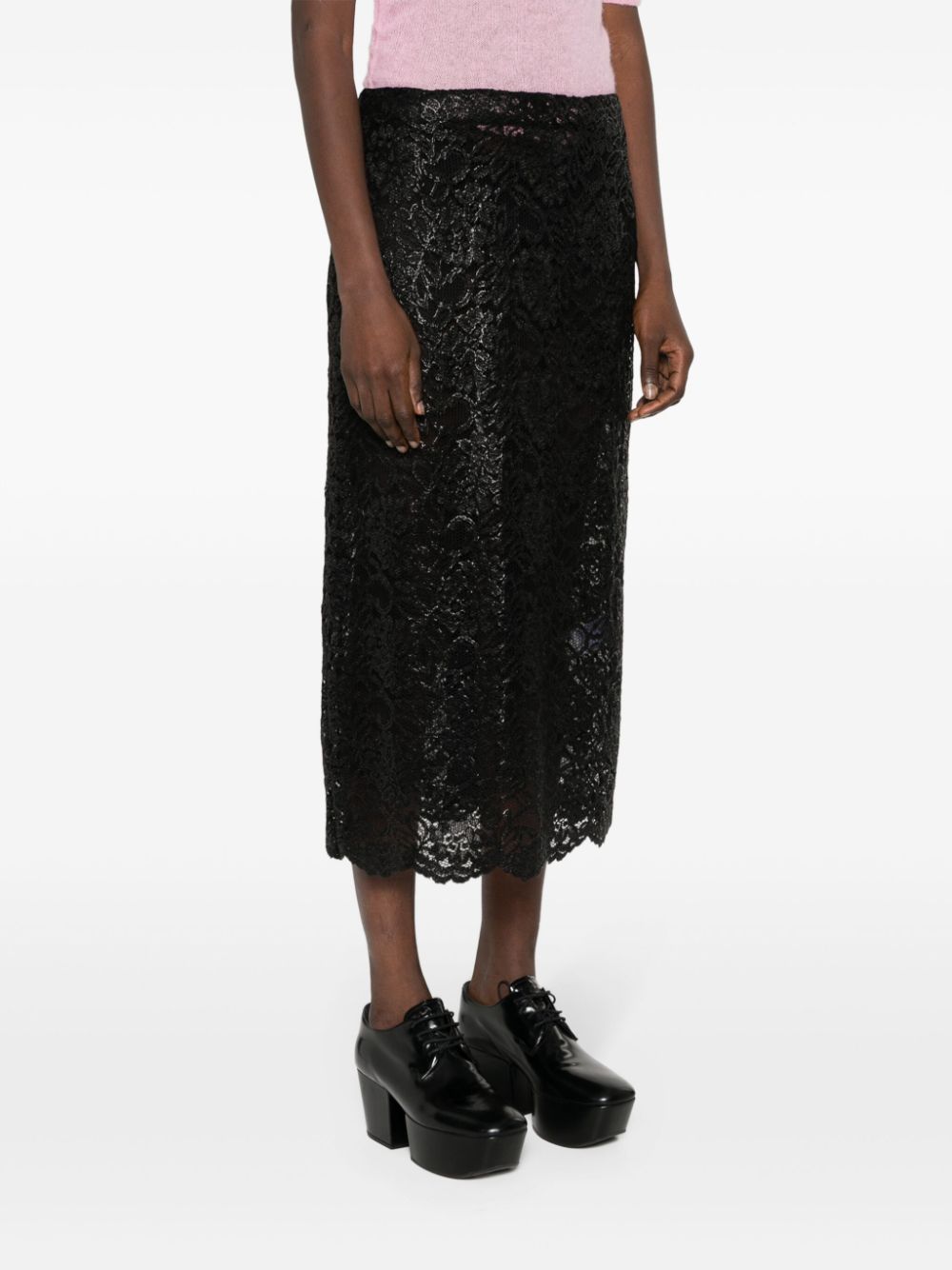 Shop Simone Rocha Corded Lace Pencil Skirt In Black