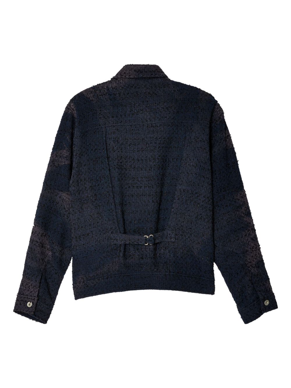 Shop Jiyongkim Bleached Tweed Jacket In Blue