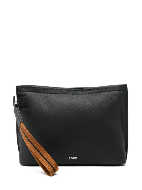 Zegna wrist-strap leather clutch bag