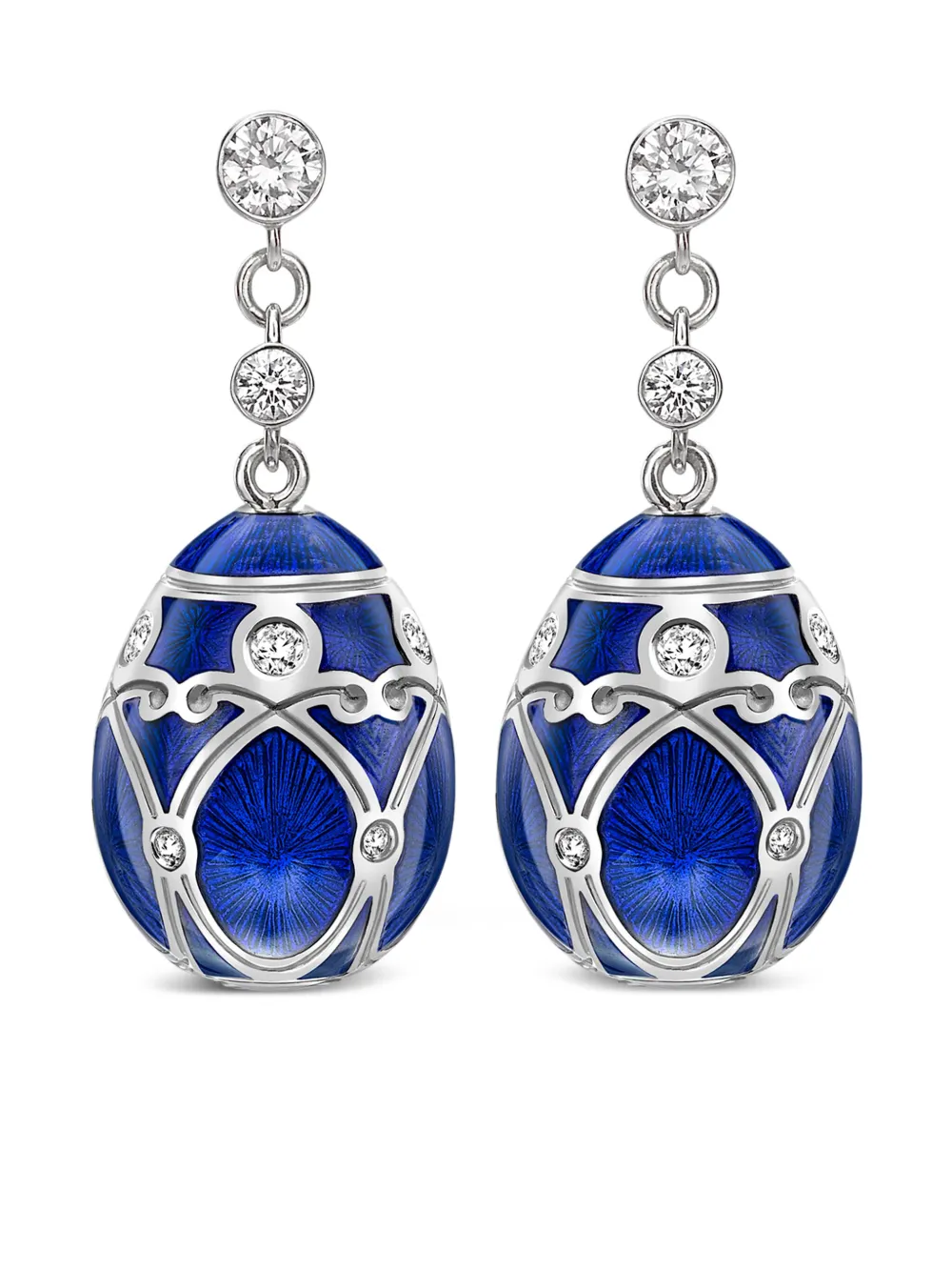 Fabergé 18kt White Gold Heritage Palais Diamond Earrings In Blue