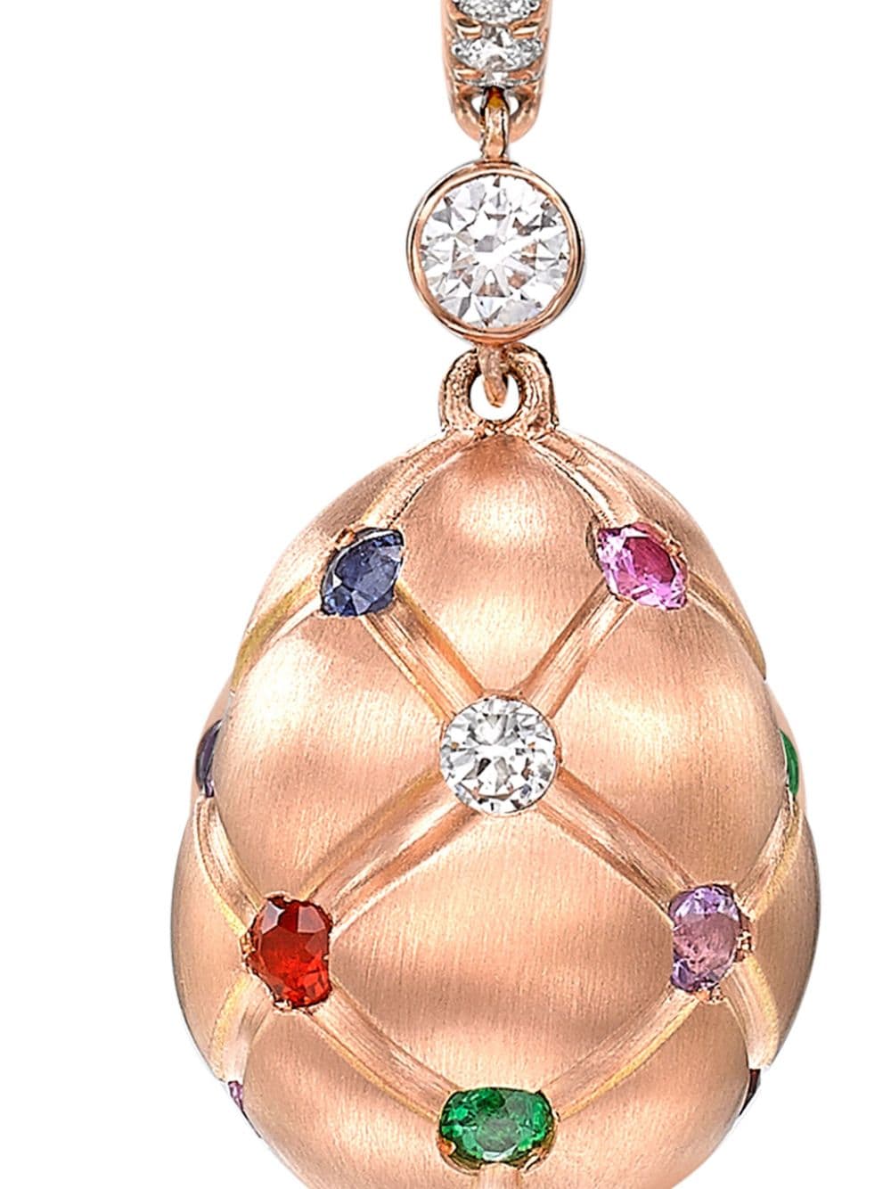 Fabergé 18kt rose gold Treillage Egg multi-stone drop earrings - Roze