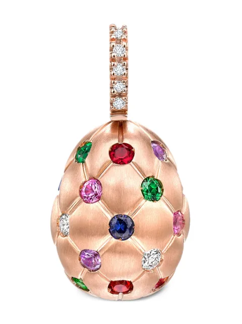 Fabergé 18kt rose gold Treillage Egg multi-stone pendant