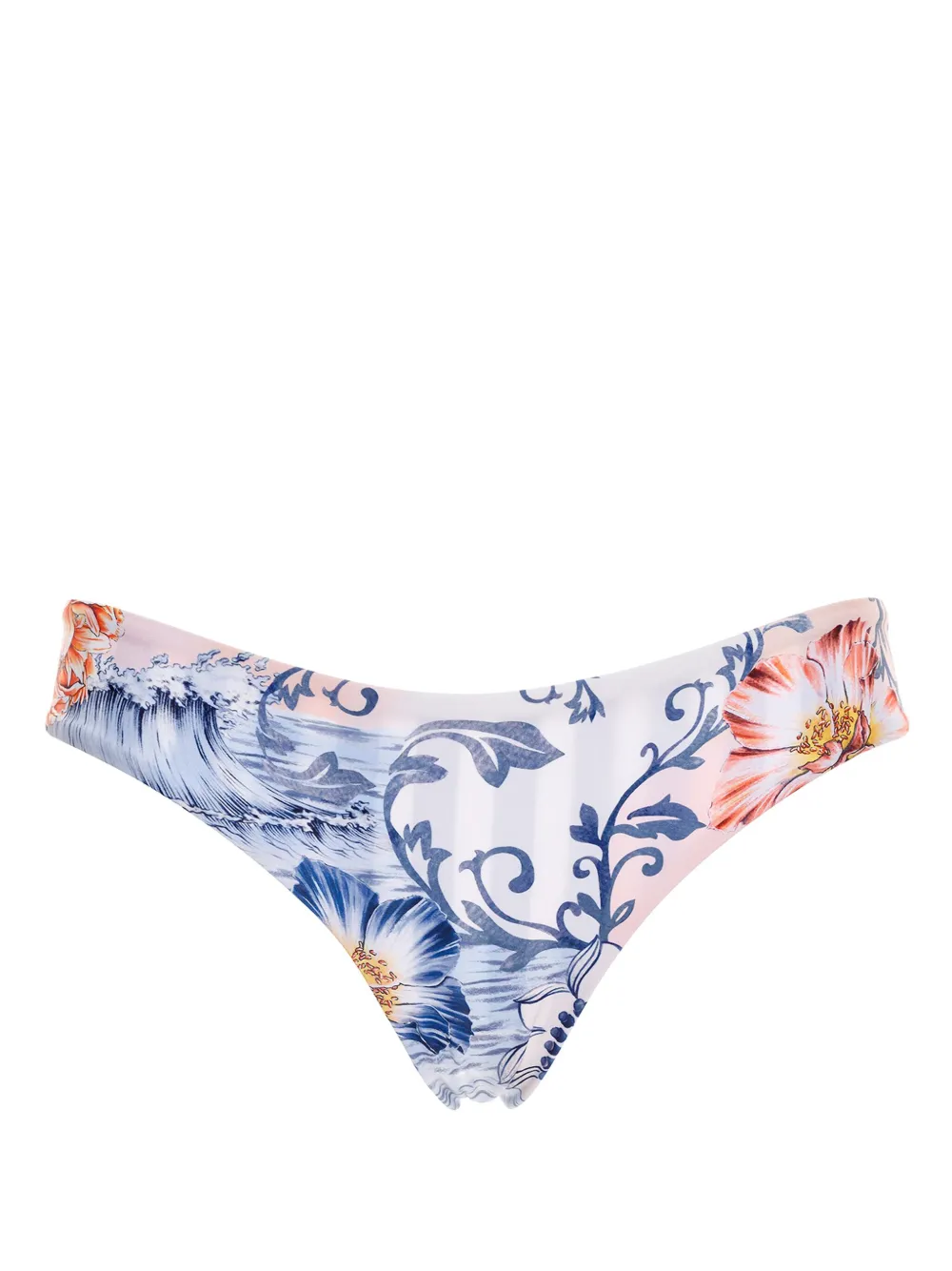 Agua Bendita Audrey Bikinihöschen mit Blumen-Print - Weiß
