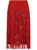 Prada eyelet-embellished fringe skirt - Red