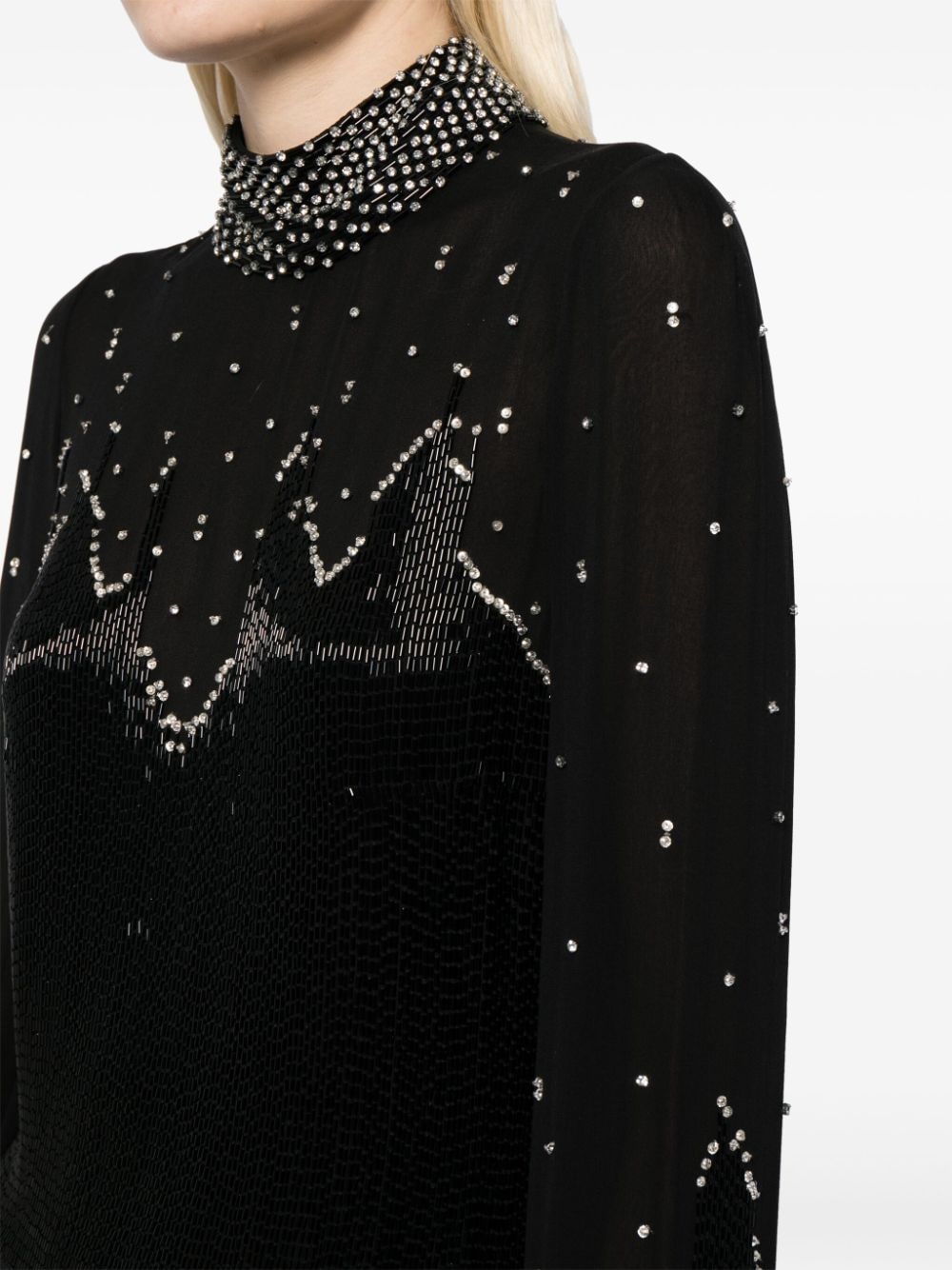 Shop Jenny Packham Imagine Beaded Silk Top In Black