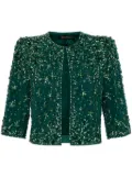 Jenny Packham Vanity beaded cropped jacket - Green