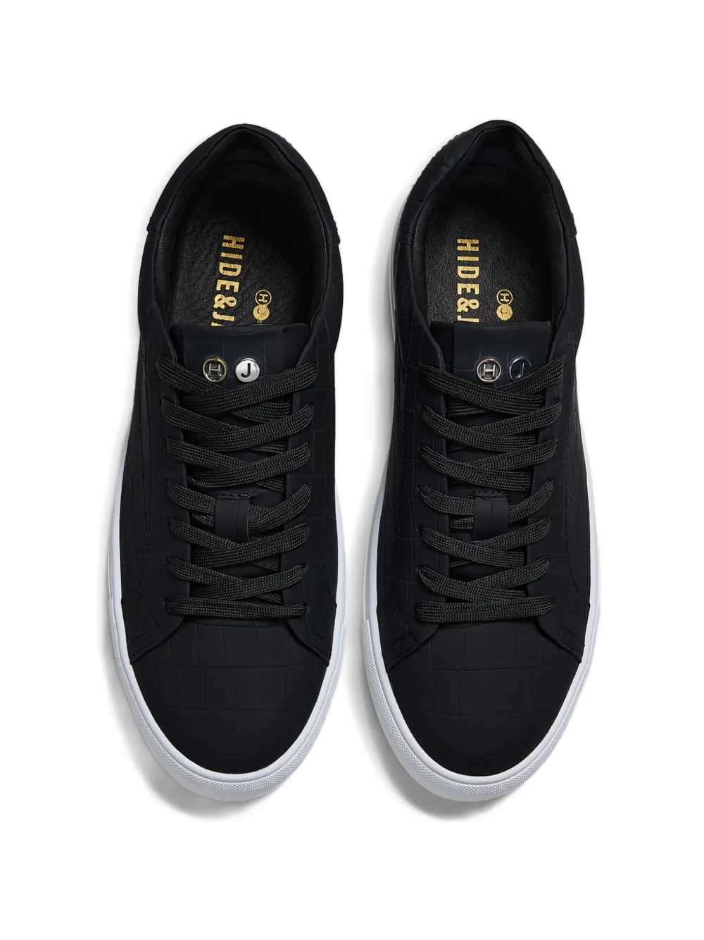 Hide&Jack Sneakers met krokodillen-reliëf Zwart