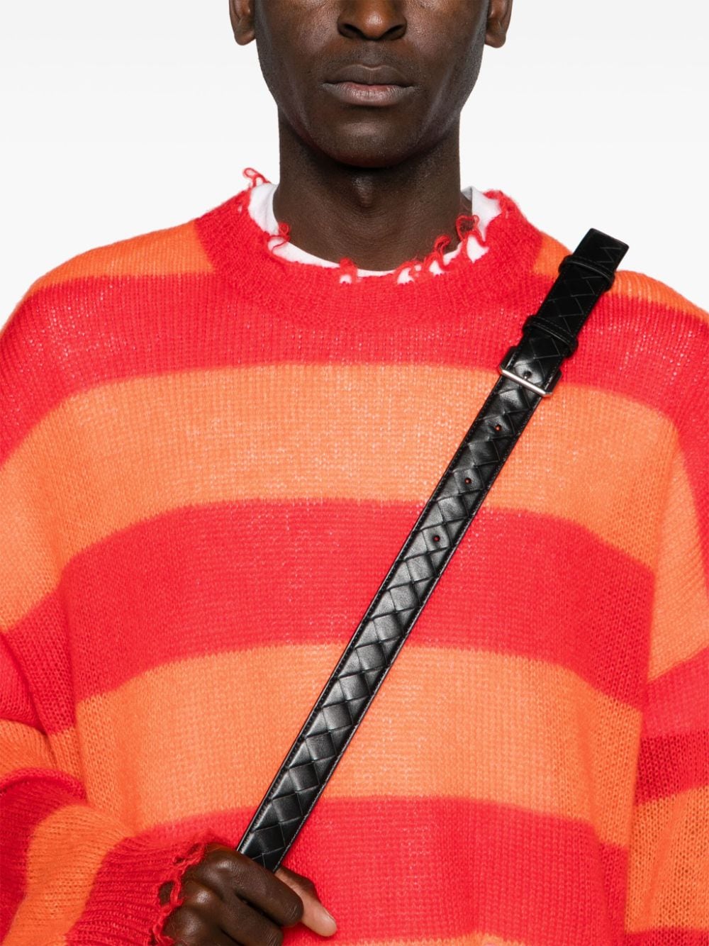 Shop Members Of The Rage Distressed Striped Jumper In Red