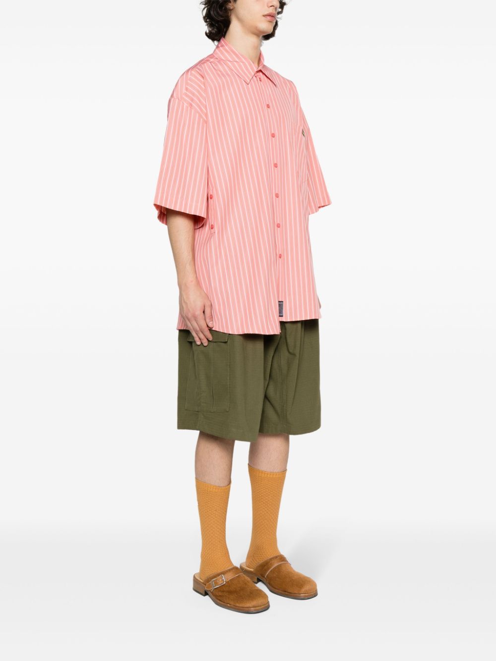 Shop Martine Rose Striped Bowling Shirt In Rosa