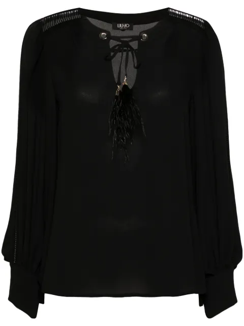 LIU JO crochet-trim crepe blouse
