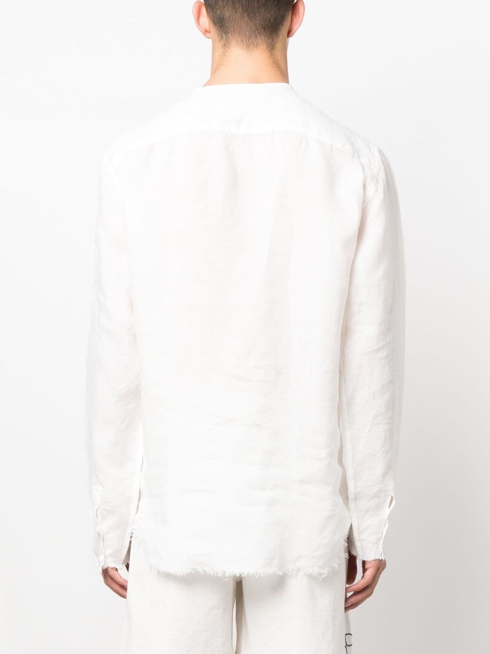 Shop Costumein Frayed-detail Linen Shirt In White