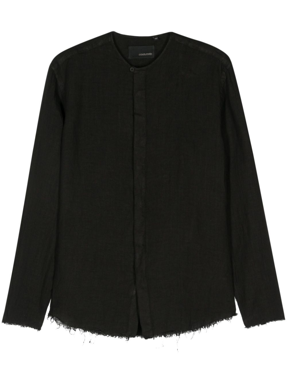 Shop Costumein Frayed-detail Linen Shirt In Black