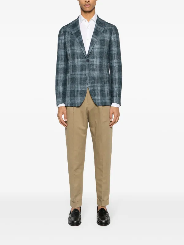 【関税込み】tagliatore Check patterned blazer Tagliatore check-pattern single-breasted Blazer | Blue