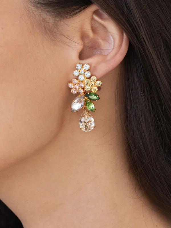 Jennifer Behr Bouquet クリスタル ピアス 18Kゴールド | グリーン  
