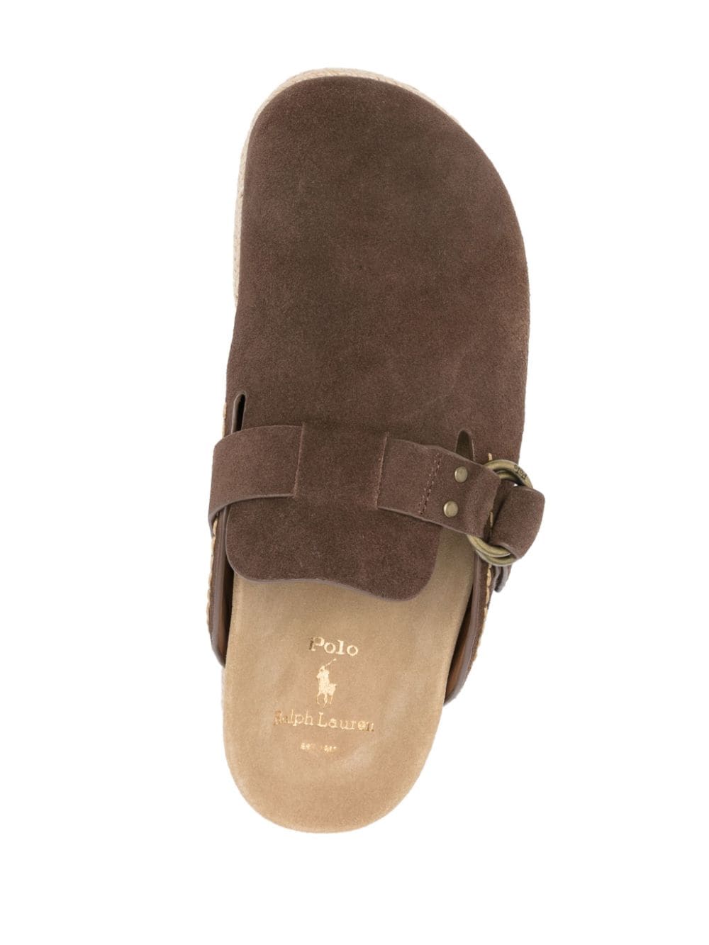 Shop Polo Ralph Lauren Turbach Suede Slippers In 褐色