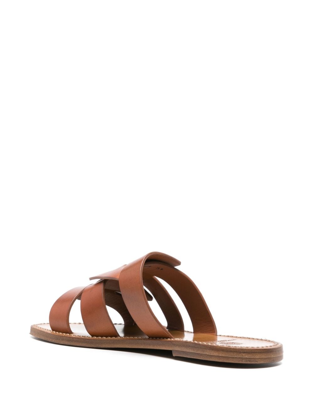 Shop Silvano Sassetti Round-toe Leather Slides In Brown