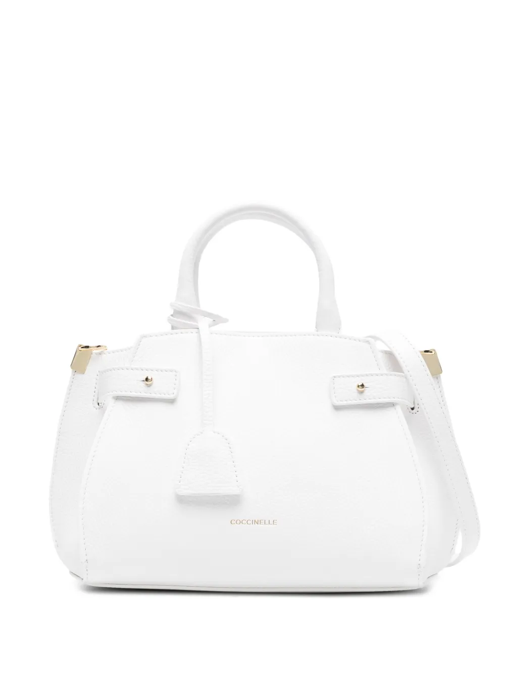 Coccinelle Small Kliche Leather Tote Bag In Weiss