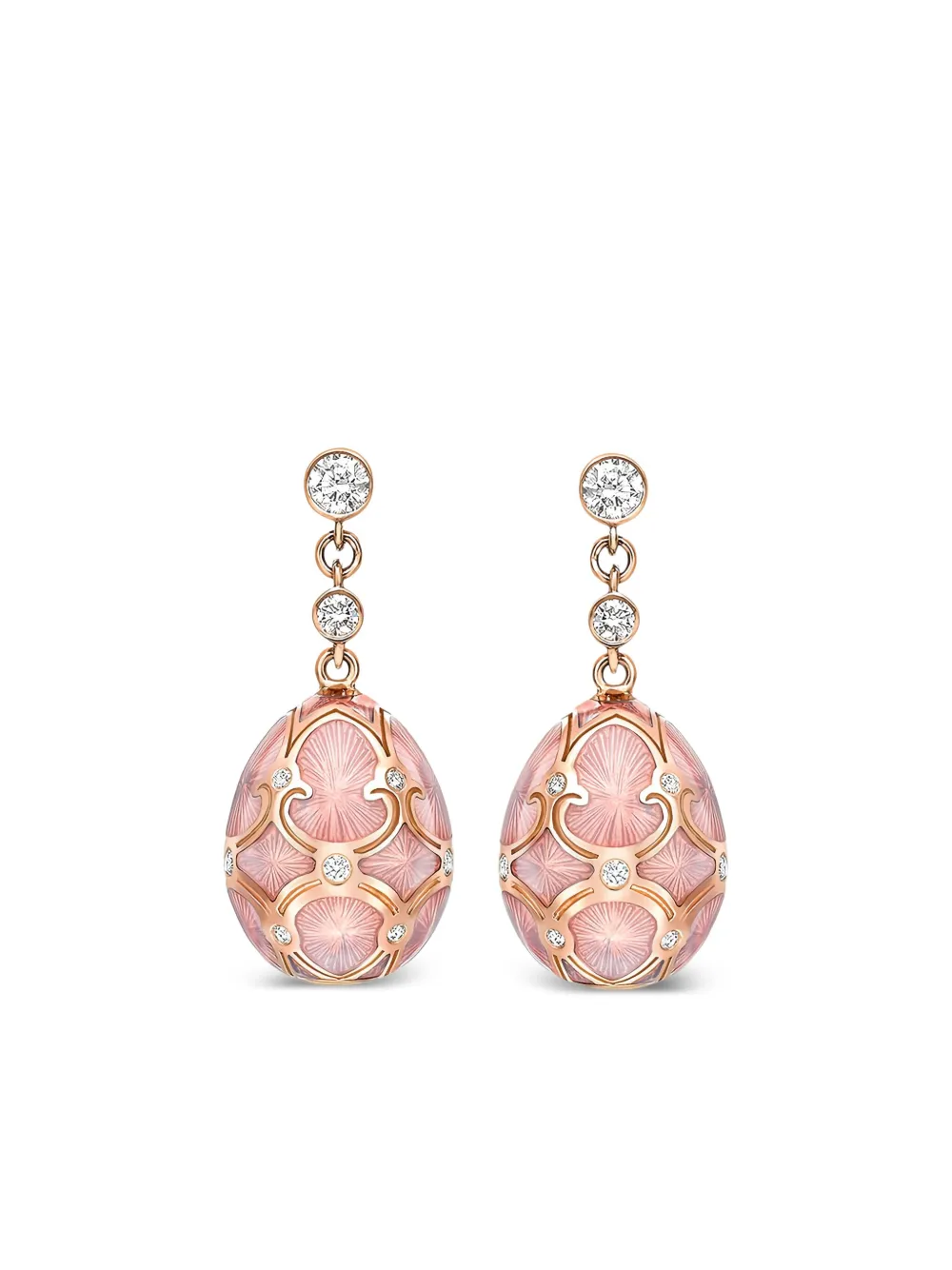 Fabergé 18kt rose gold Heritage Egg diamonds drop earrings | Pink | Image 1