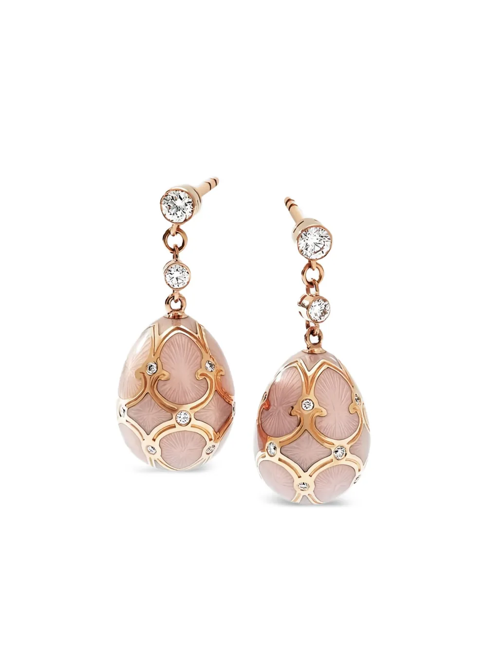18kt Rose Gold Heritage Egg Diamonds Drop Earrings