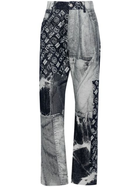 Aries jeans en jacquard con diseño patchwork