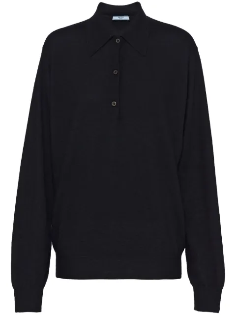 Prada long-sleeve cashmere polo shirt