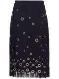 Prada eyelet-embellished fringe skirt - Blue