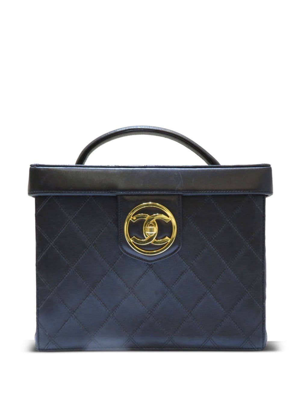 Pre-owned Chanel 1994-1996 Cc Vanity Handbag In Blue