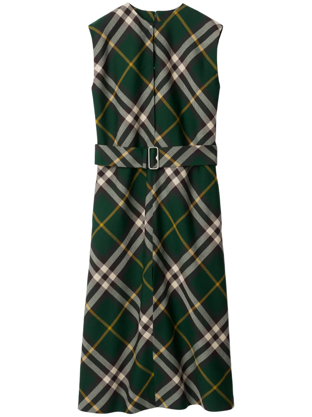 Burberry Checked Wool Midi Dress In Green