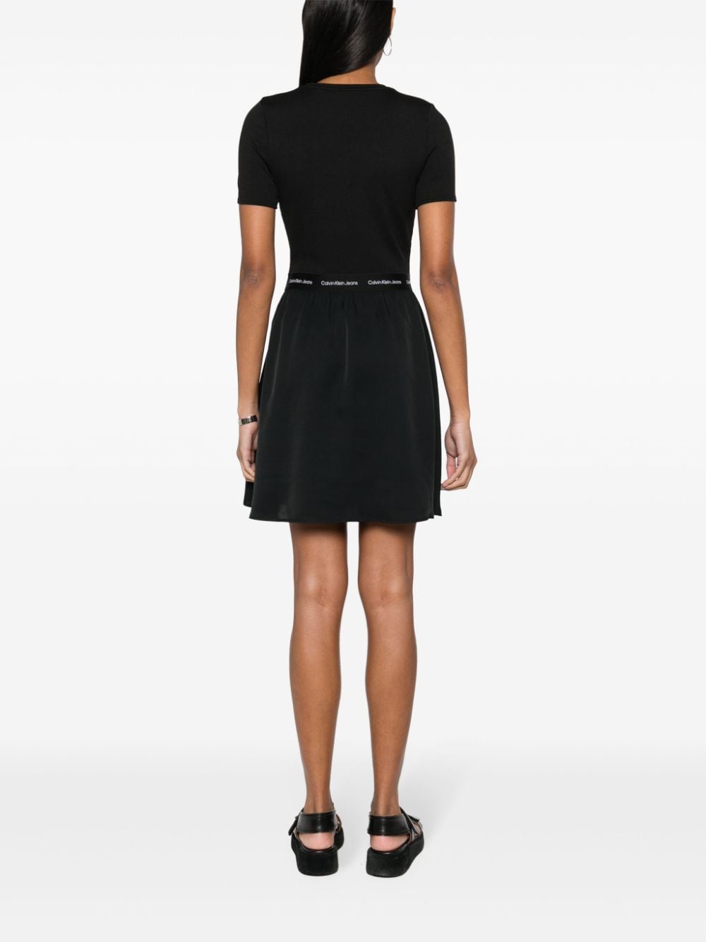 Calvin Klein Mini-jurk met geborduurd logo Zwart