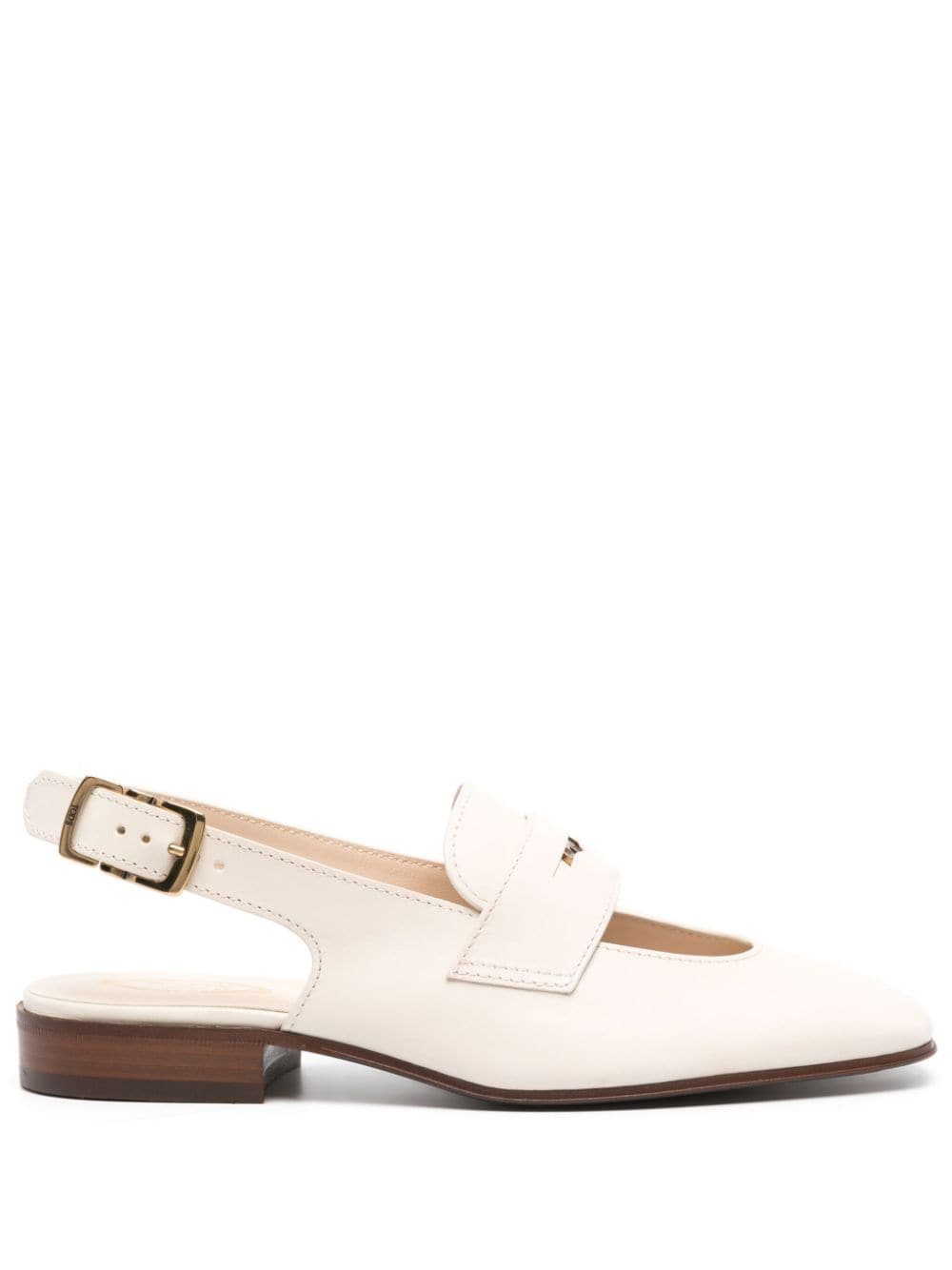Shop Tod's Slingback Leather Loafers In Neutrals