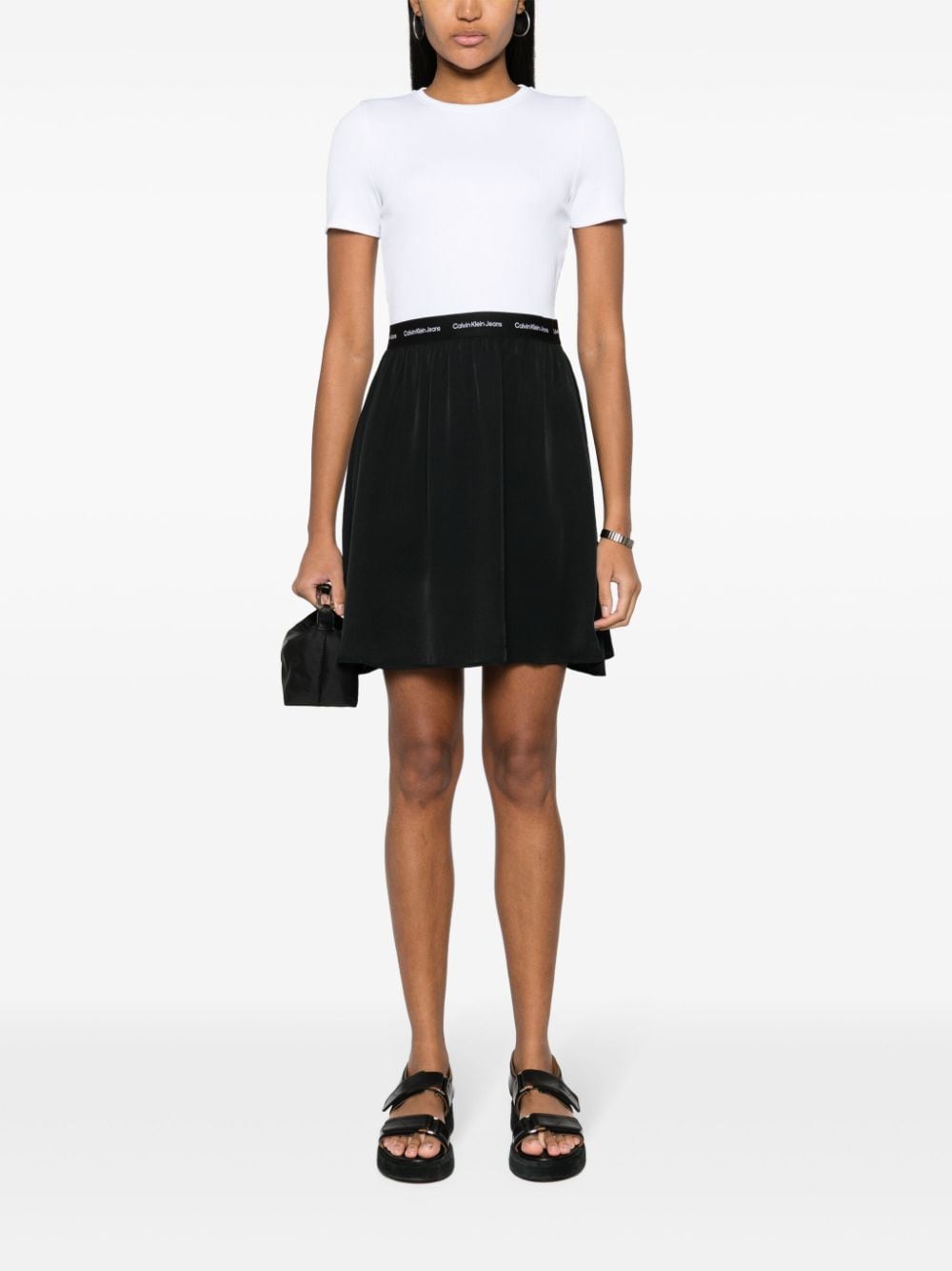 Calvin Klein Mini-jurk met geborduurd logo Wit