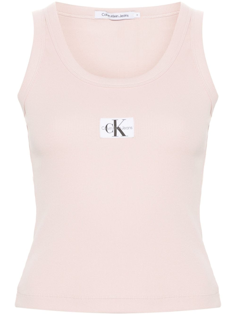 Calvin Klein Logo贴花罗纹坦克背心 In Pink