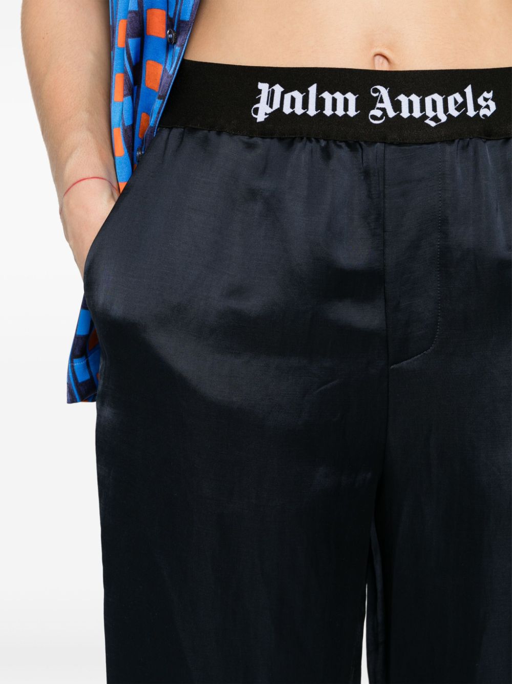 Shop Palm Angels Soiree Pyjama Pants In Blue