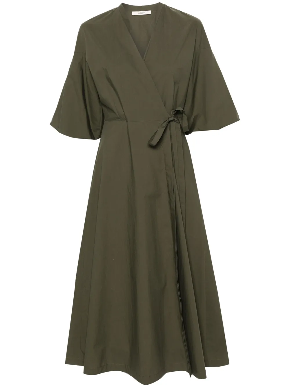 Odeeh Wrap Cotton Midi Dress In Green