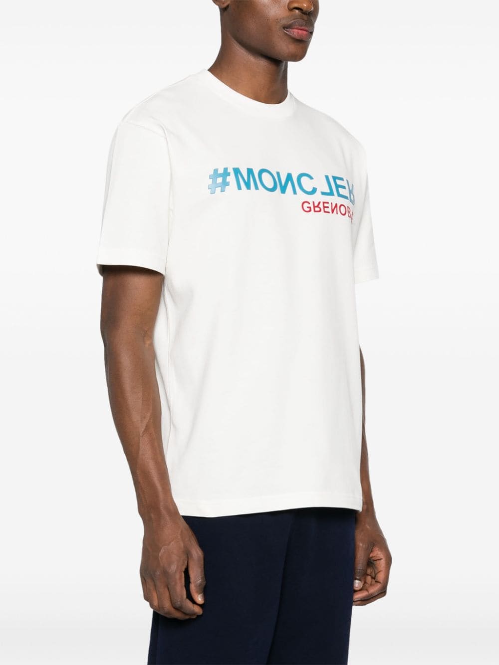 Shop Moncler Logo-appliqué Cotton T-shirt In White