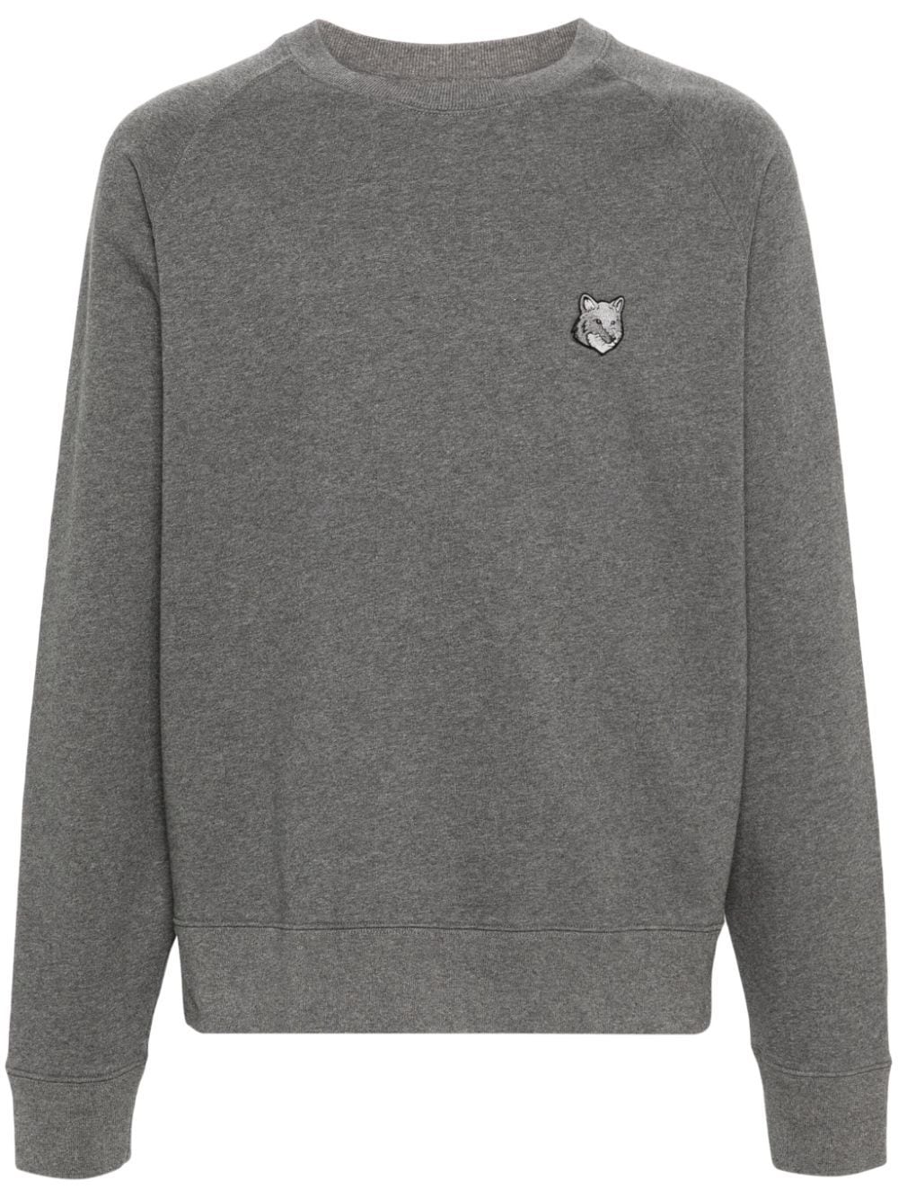 Maison Kitsuné Fox-patch Cotton Sweatshirt In Grey