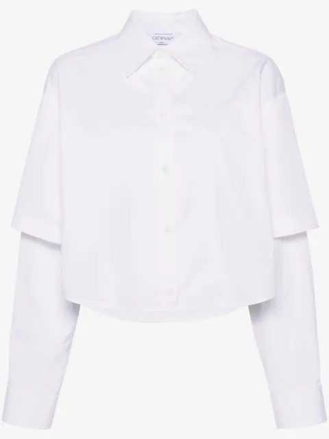 Off-White logo-embroidery layered cotton shirt