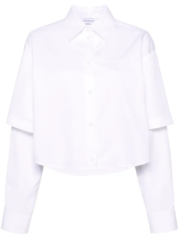 Off-White Logo-embroidery Layered Cotton Shirt in White