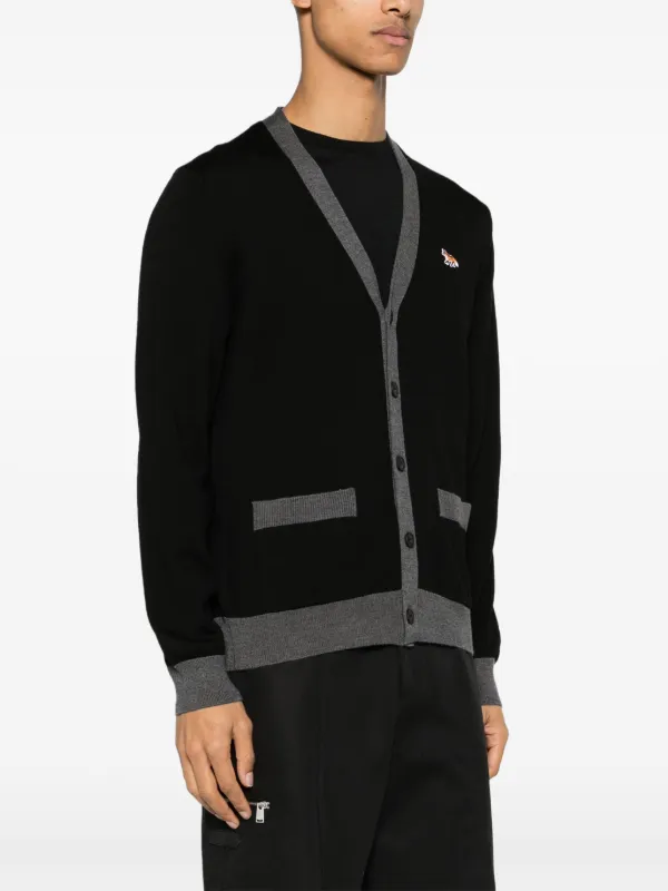 Maison Kitsuné fox-patch Wool Cardigan | Black | FARFETCH UK