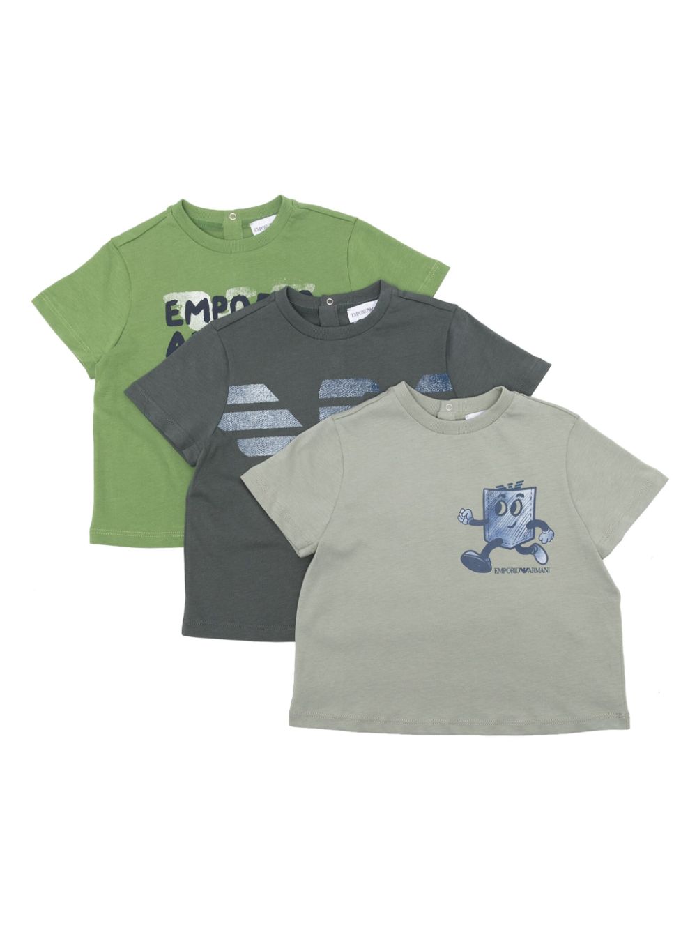 Emporio Armani Kids Drie T-shirts met logoprint Groen