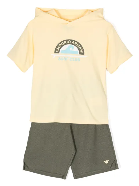Emporio Armani Kids surf-print cotton tracksuit set