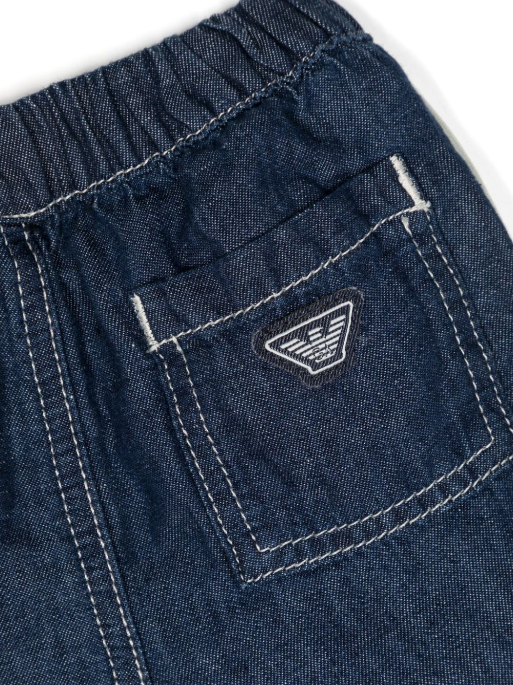 Emporio Armani Kids High waist spijkershorts met logoband Blauw