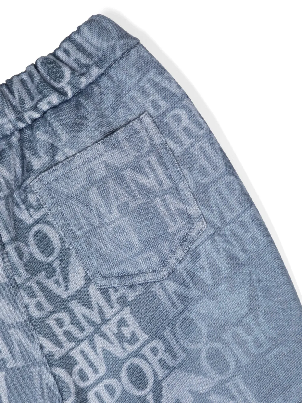 Shop Emporio Armani Logo-print Denim Shorts In Blue